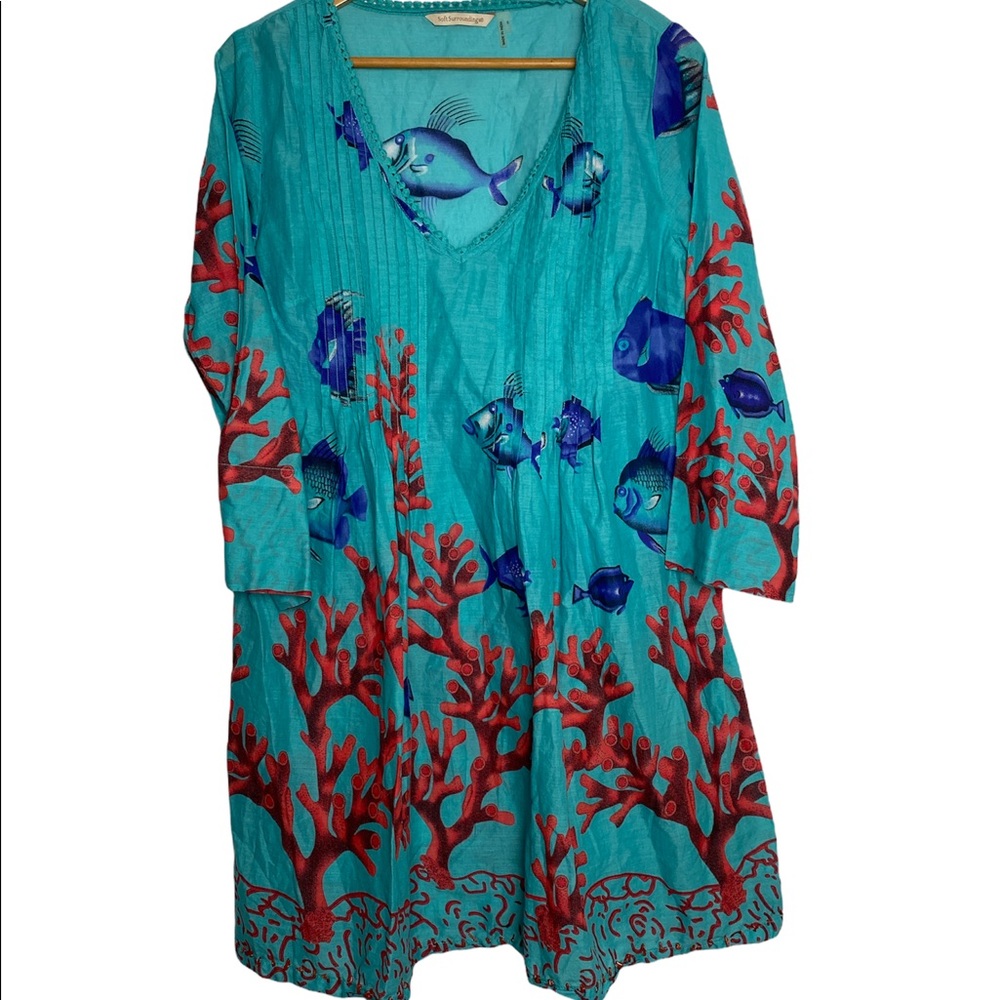 Soft Surroundings Size Small tropical fish swim coverup.